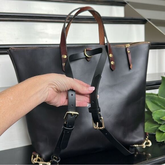 Clayton & Crume leather custom convertible satchel tote backpack w/ dust bag - Picture 4 of 8